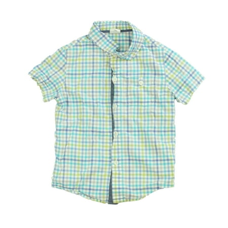 

Pre-owned Egg Boys Blue | Green Plaid Button Down Short Sleeve size: 4T