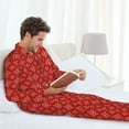 thumbnail image 5 of KLL Red White Snowflakes Sleepwear Mens Flannel Pajamas,Long Cotton Pj Set, 5 of 7