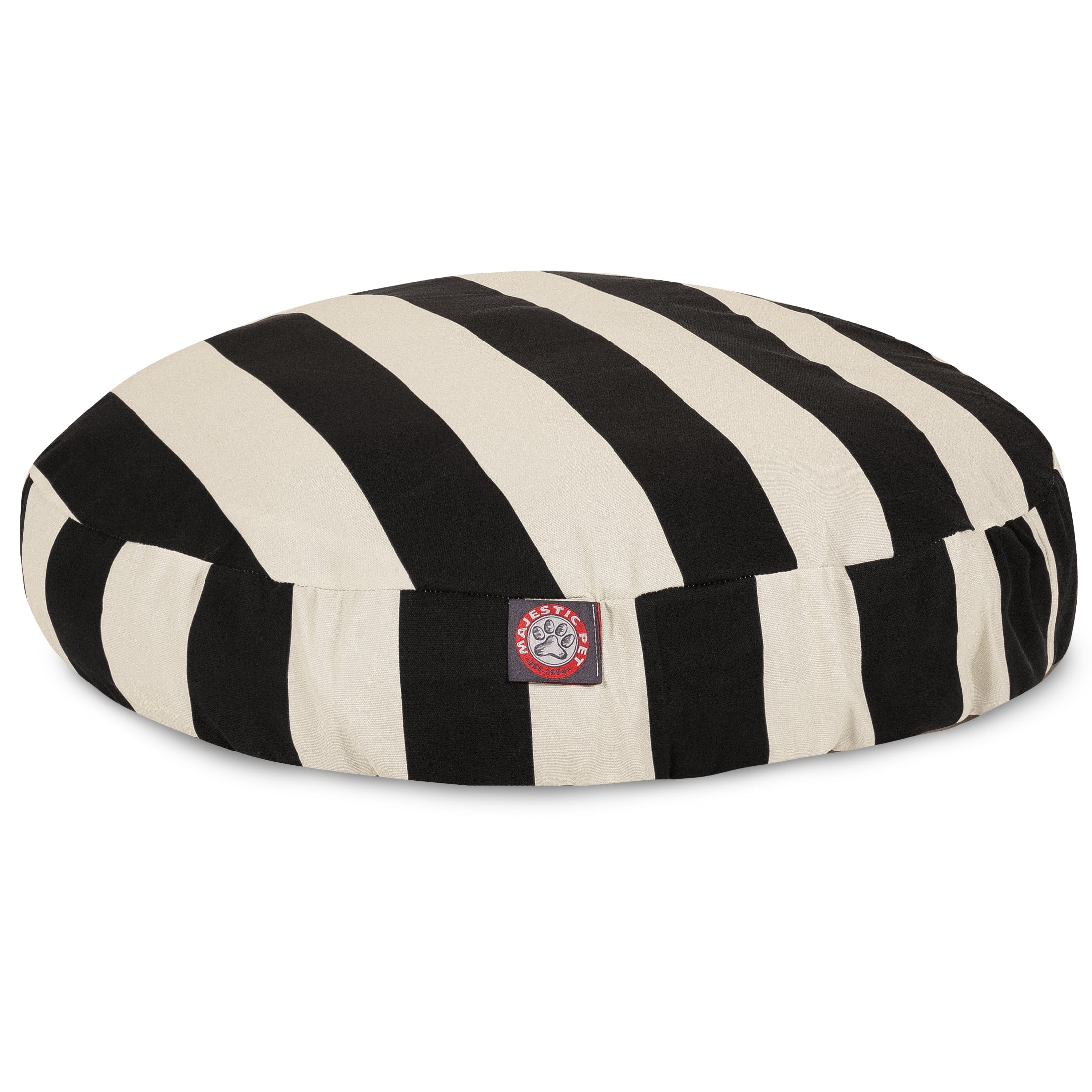 Majestic Pet Vertical Stripe Round Dog Bed Treated Polyester Removable Cover Black Medium 36 x 36 x 5