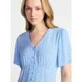 thumbnail image 5 of Time and Tru Women's Empire Waist Midi Dress with Short Sleeves, Sizes XS-XXXL, 5 of 6