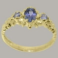 thumbnail image 3 of LBG British Made 10k Yellow Gold Natural Tanzanite Womens Anniversary Ring - 33 size options - Size 10, 3 of 9