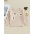 thumbnail image 2 of Bagilaanoe Toddler Baby Girl Knitted Sweater Long Sleeve Floral Pattern Pullover 3M 6M 9M 12M 18M 24M 3T Kids Warm Jumpers Tops Fall Loose Knitwear, 2 of 9
