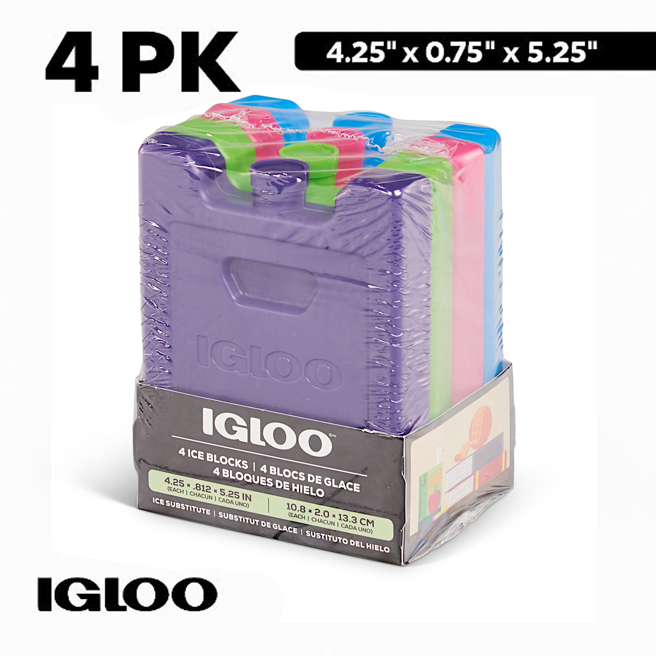 Igloo 4-Pack MaxCold Small Ice Freeze Block, Multi Color, Made for Portable Food Cooling