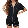 thumbnail image 2 of gbyLJF Women's Pajamas Set Heart Printed Button Down Collared Short Sleeve Shirt with Shorts Sleepwear Set Loungewear Set, 2 of 7