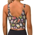 thumbnail image 3 of Fotbe Boba Milk Tea Pattern Womens' Sports Bra Longline Wirefree Padded with Medium Support Sports Moisture-Wicking Workou Vest,Tank Top-, 3 of 9