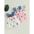 thumbnail image 7 of Infant Baby Girls Summer Dress, Fly Sleeve Square Neck Strawberry Embroidery Tulle Dress, 7 of 7