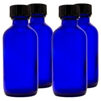 Cobalt Blue Glass Bottle - 2 fl oz w/ Cap - Pack of 4