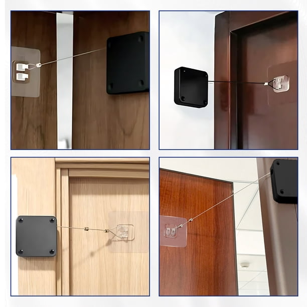 Naiovety Cierrapuertas automático sin perforaciones de 2 piezas con construcción duradera para una instalación sencilla y fácil Decoración del hogar negro【1000g】