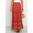 thumbnail image 3 of Women's Boho Floral Print Elastic High Waist Pleated A Line Maxi Skirt, 3 of 10