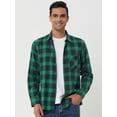 thumbnail image 2 of Camisa de franela a cuadros para hombre, cepillada, informal, de manga larga, con botones, a cuadros Verde azul S Unique Bargains Camisa, 2 of 6