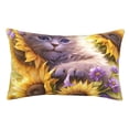 thumbnail image 1 of Fotbe Daisy Sunflower Lazy Cat Funda de Almohada Decorativa Estilo Occidental, Lujo en Algodón, Fundas para Almohadas King, Cojín Estampado para Decoración del Hogar-14"x20", 1 of 6