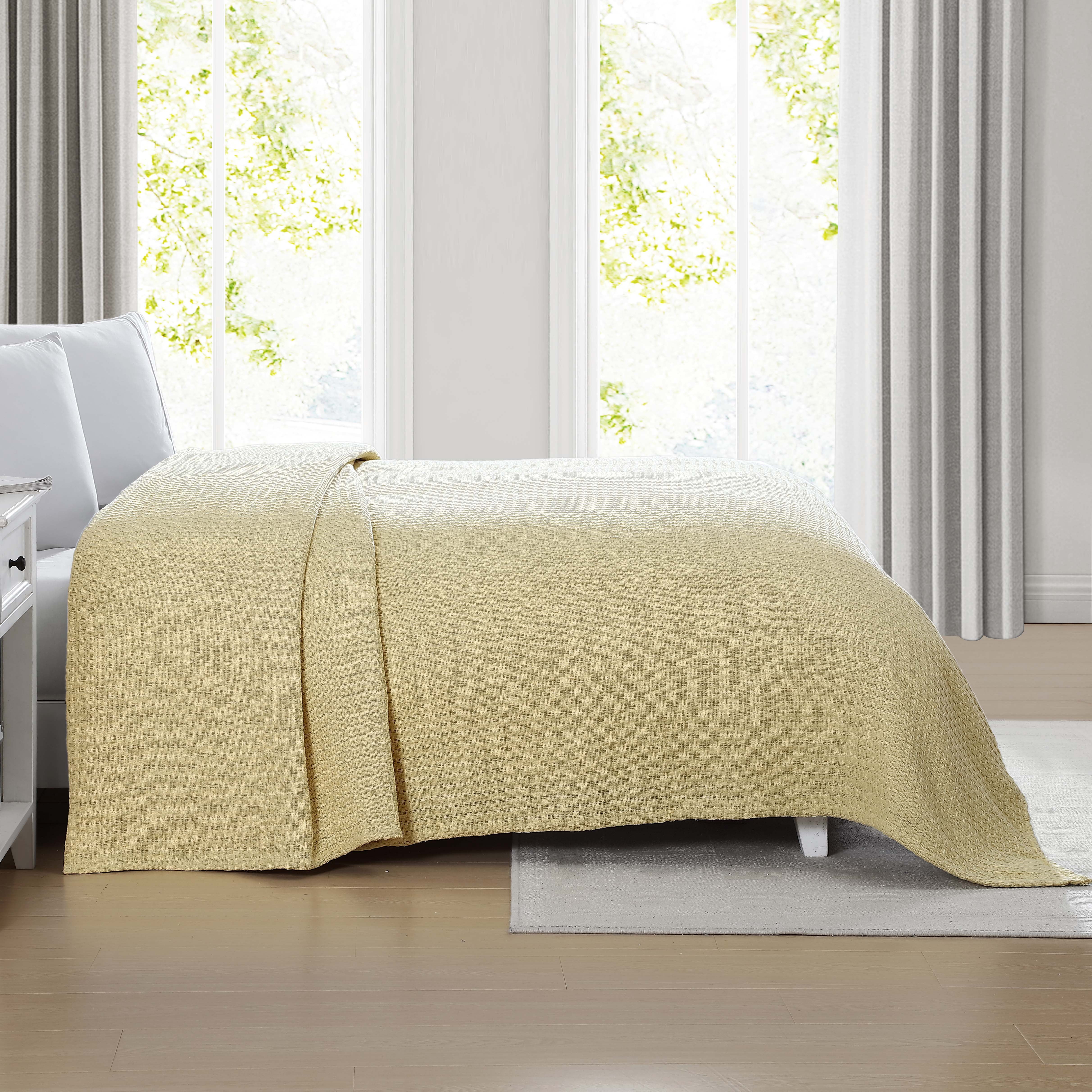 Grand Hotel Woven Cotton Blanket, Twin, Lemon