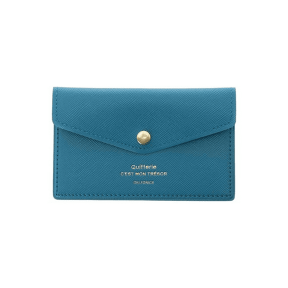 Delfonics Quitterie Card Case with Snap: 4-1/2 in. x 2.9 in. (Turquoise Blue)