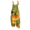 thumbnail image 3 of HAJWOH Halloween Plus Size Boho Overalls for Women Halloween Print Hippie Cloth Floral Printed Jumpsuits Spaghetti Strap Rompers(Green,M), 3 of 6