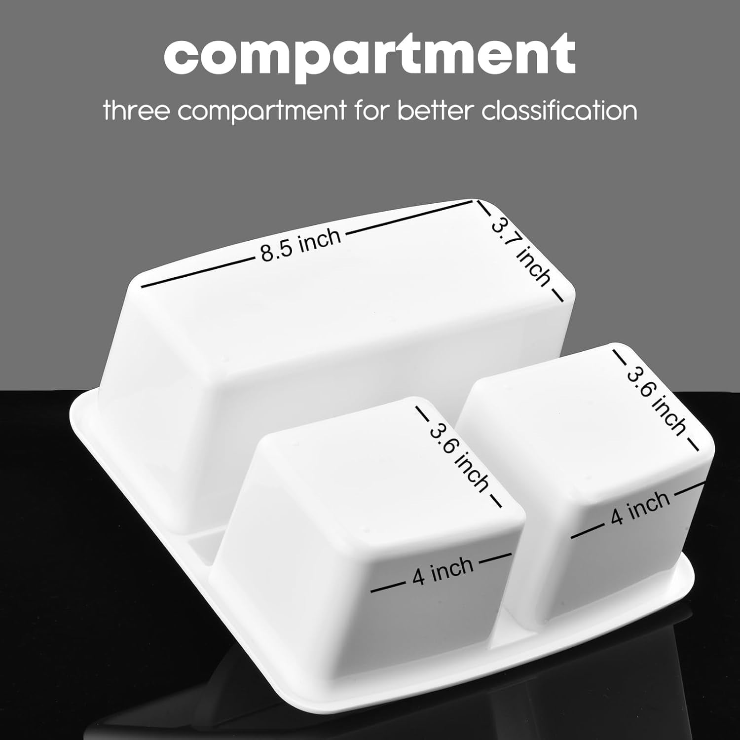 Plastic Classroom Caddy Organizer with Handle, 6-Pack 3 Compartments, Teacher Supply Storage Caddy for Classroom Organization, Table, Desk, Office, Craft Art - White