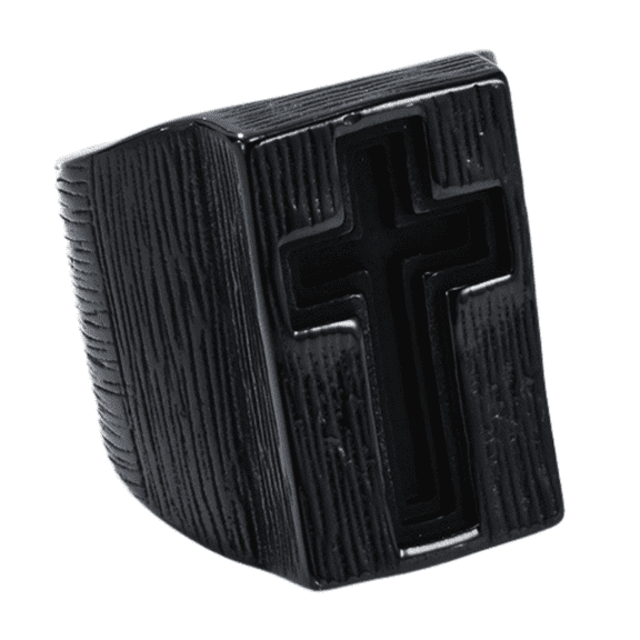 PAMTIER Men's and Women's Stainless Steel Retro Individuality Hip Hop Punk Amulet Cross Ring Black Size 12