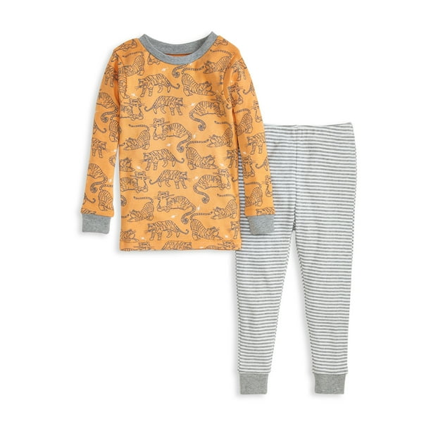 Burt's Bees Baby Boy & Toddler Boy Long Sleeve Snug Fit Organic Cotton Pajamas, 2pc Set (12M5T