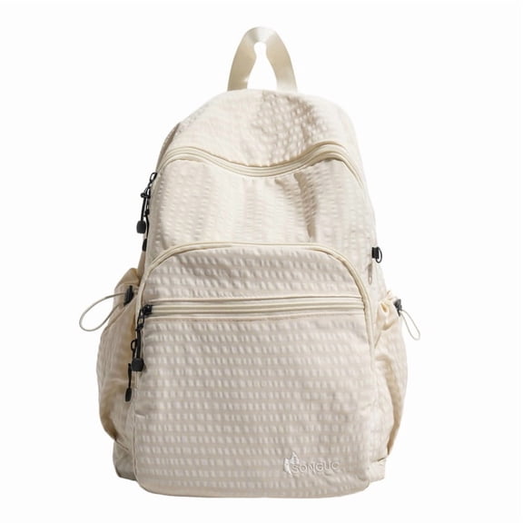 Plaid School Backpack, Lightweight School Bag with Drawstring Side Pockets, Cute Aesthetic Laptop Backpack for Outdoor College Work (Gray)