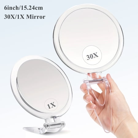 Handheld Mirror with Handle 6 Round Double Sided Portable 30X Magnifying Travel Mirror Set B Beauty Planet