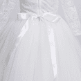 thumbnail image 4 of IDOPIP Flower Girls Long Lace Bridesmaid Dress 3/4 Sleeves Floor Length Wedding Party Princess Dress, 4 of 7