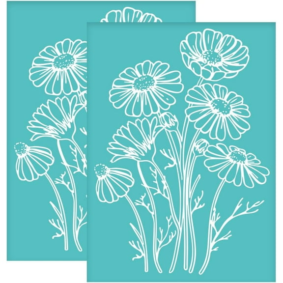 Self-Adhesive Silk Screen Printing Stencil for Painting on Wood DIY Decoration T-Shirt Fabric Turquoise April Daisy 195x140mm