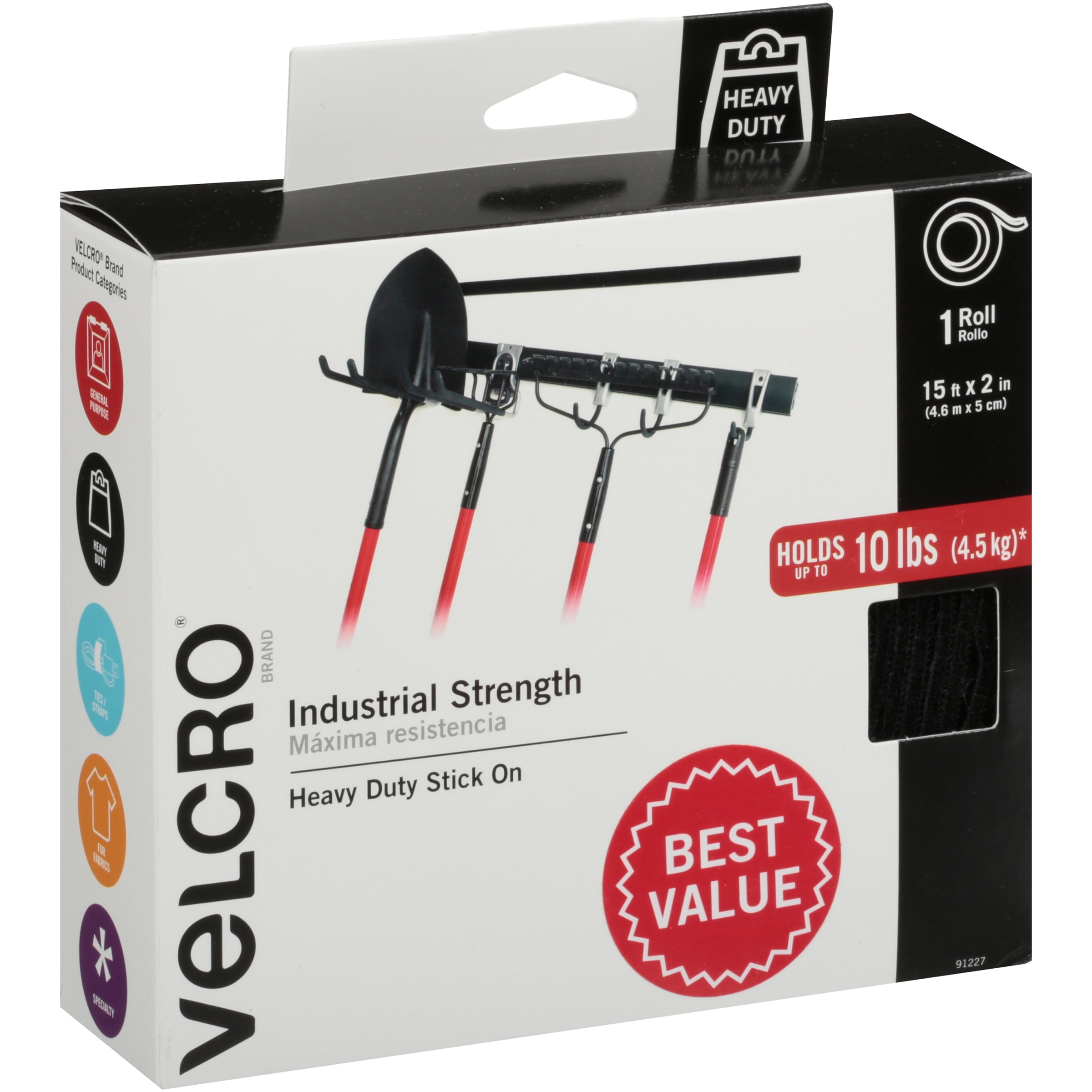 VELCRO Brand Industrial Strength, 15' x 2" Tape, Black