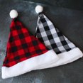 thumbnail image 4 of Walbest Classical Xmas Hat Plaid Print Soft Contrast Color Plush Ball Keep Warm Christmas Hat for Christmas Party, 4 of 7