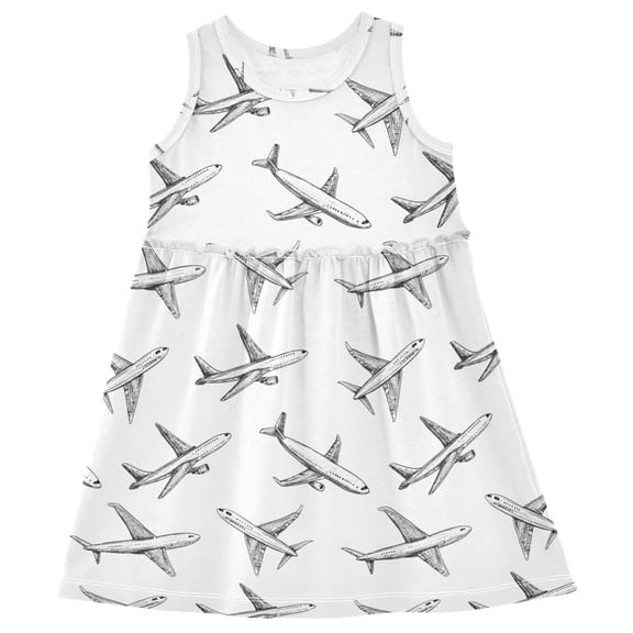 joogoo Girls Sleeveless Dress Airplane Retro Stylish Short Sleeve Dresses 4T