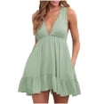 thumbnail image 1 of Birdeem Robes pour Femmes Robe Tendance Aguichant Sans Dos Sans Manches Col en V Couleur Unie Robe à Bretelles, 1 of 10