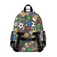 thumbnail image 3 of Football and Beermug Black Pattern Cute School Backpack Bag for School with Padded Back and Adjustable Shoulder Straps 15.25"x11.5"x5.25", 3 of 5