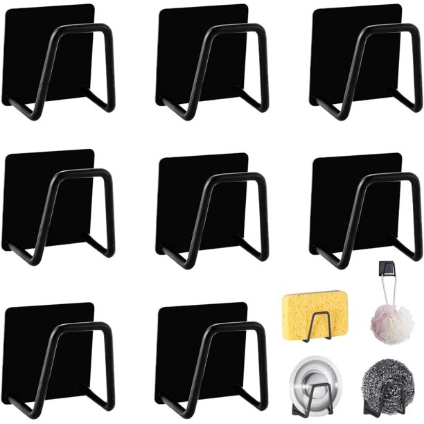 Ganchos para Pared 8 Piezas, Soporte Para Estropajos, Porta Esponja Fregadero, Ganchos Adhesivos para Pared, Ganchos de Pared, Adecuado para Cocina y Baño