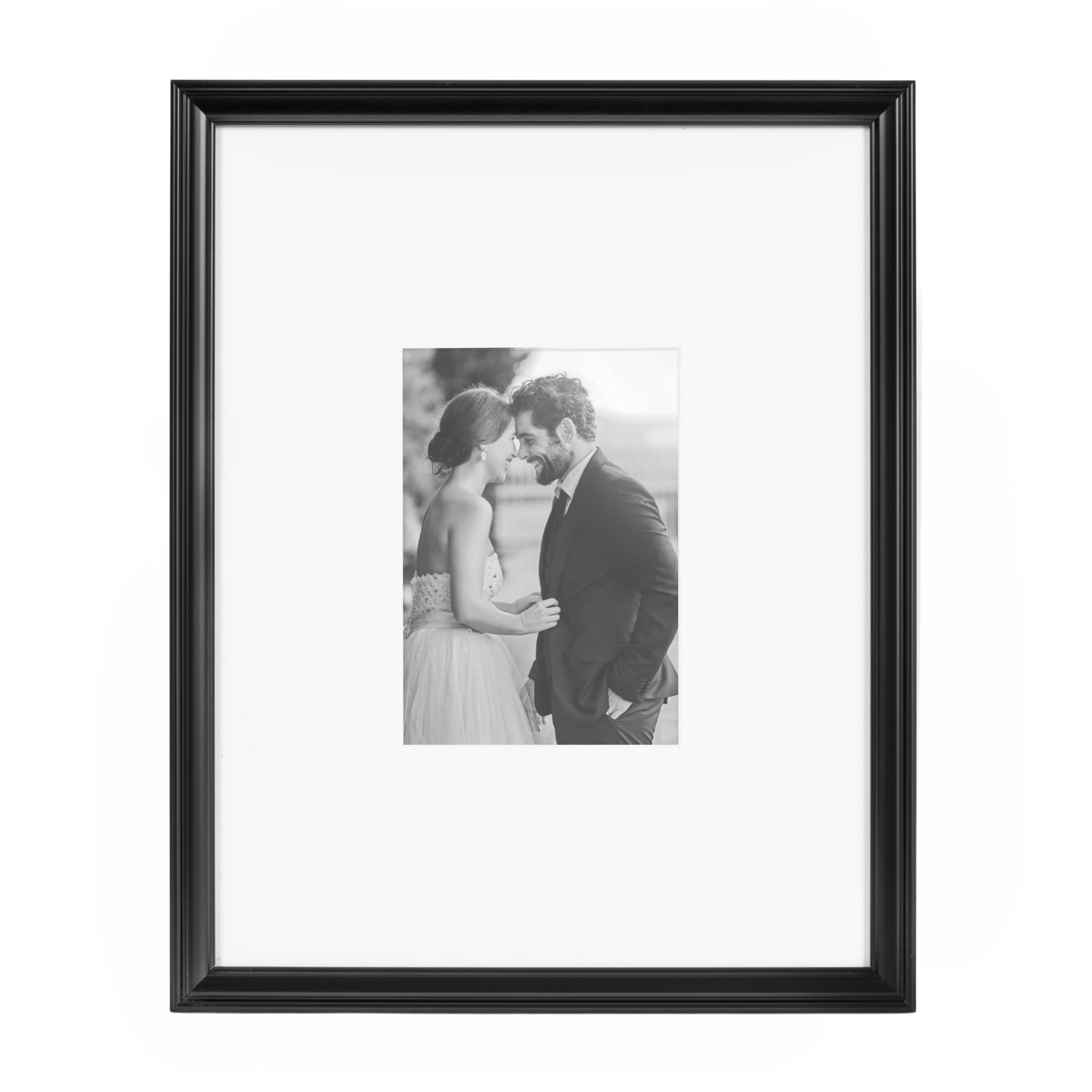 Kate and Laurel Adlynn Rectangle Picture Frame Set of 3, 11 x 14 matted to 5 x 7, Black, Modern Three-Piece Frame Set for Gallery Wall Frame Set in Living Room Wall Decor