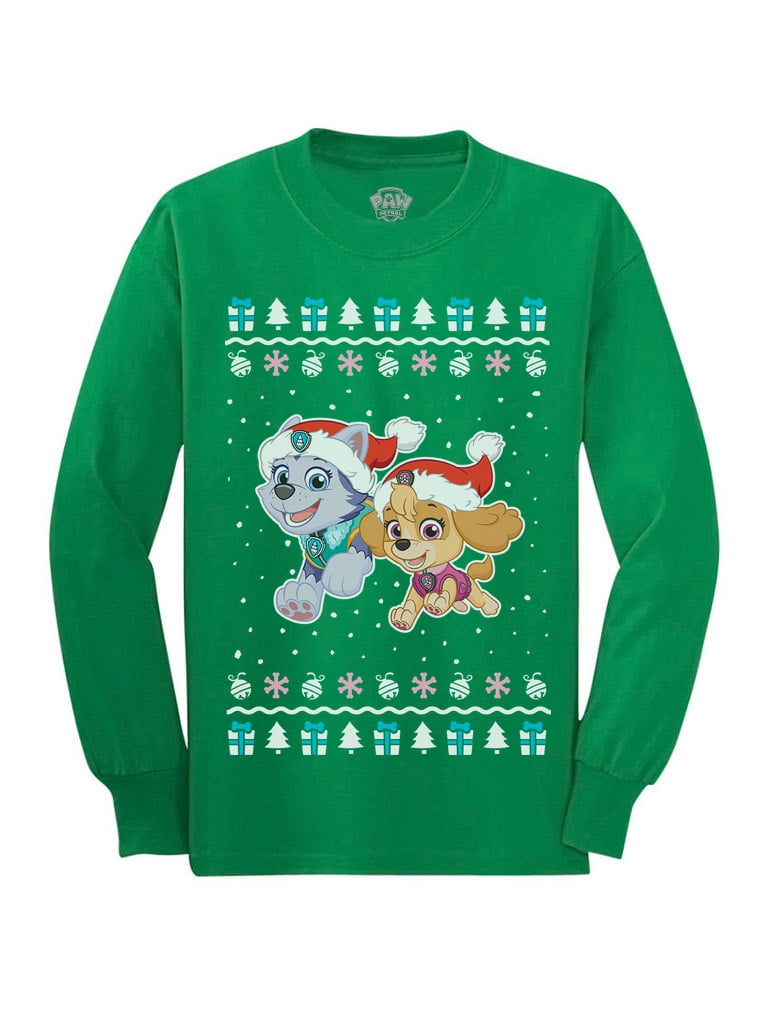 Tstars Girls Ugly Christmas Sweater Paw Patrol Skye Everest Santa Christmas Gift Funny Humor Holiday Shirts Party Christmas Gifts for Boy Toddler Kids Long Sleeve T Shirt Ugly Xmas Sweater -
