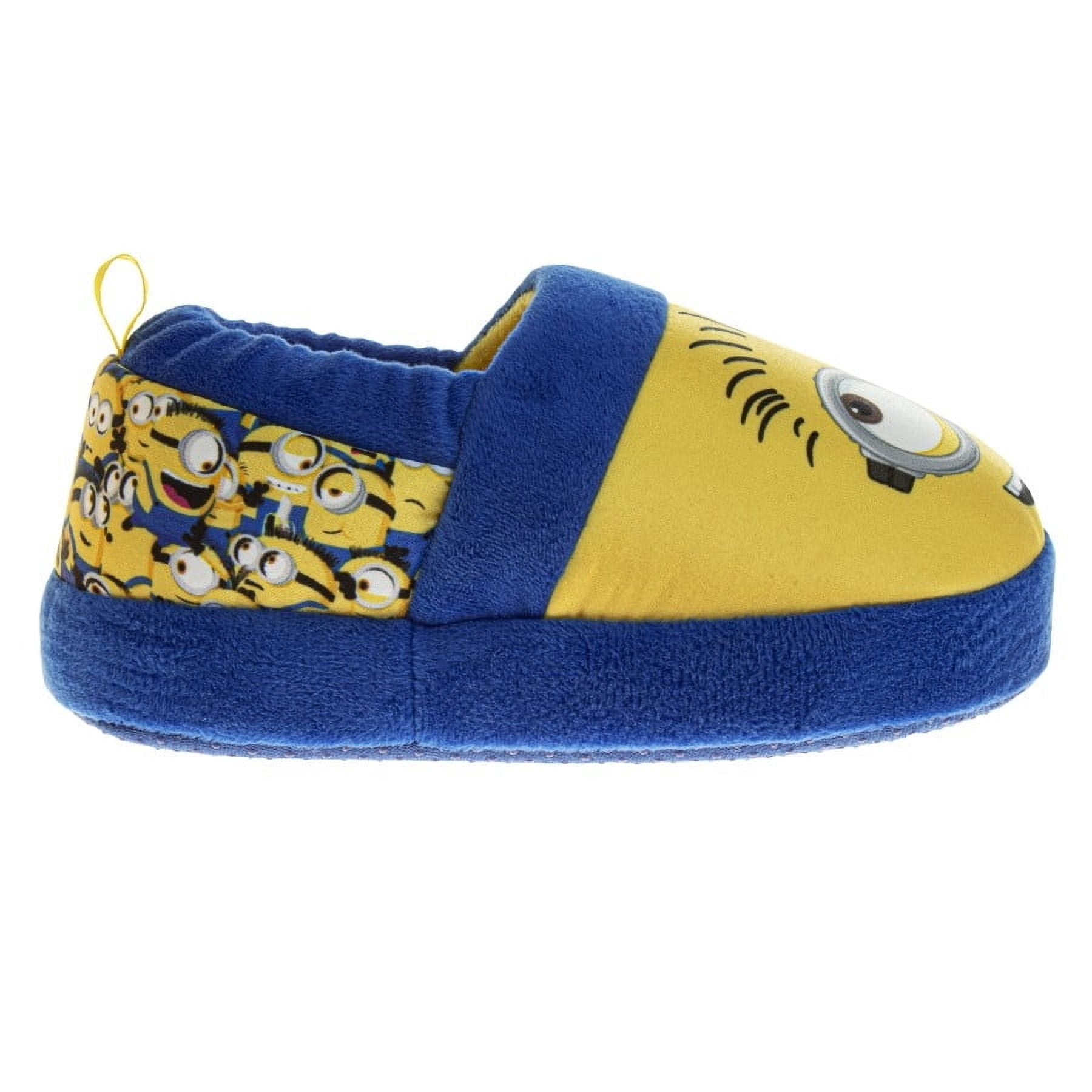 Minions Dual Sizes Kids Slippers. (Toddler  Little Kids), Blue Yellow, 11 12