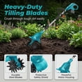 thumbnail image 5 of Rijanmt 21V Cordless Electric Garden Tiller Cultivator,270rpm Gardening Rototiller,Telescopic Handle,Heavy-Duty Blades,Powerful,3.9 inch Tilling Width,9.8 inch Depth for Soil Preparation,Weeding, 5 of 6