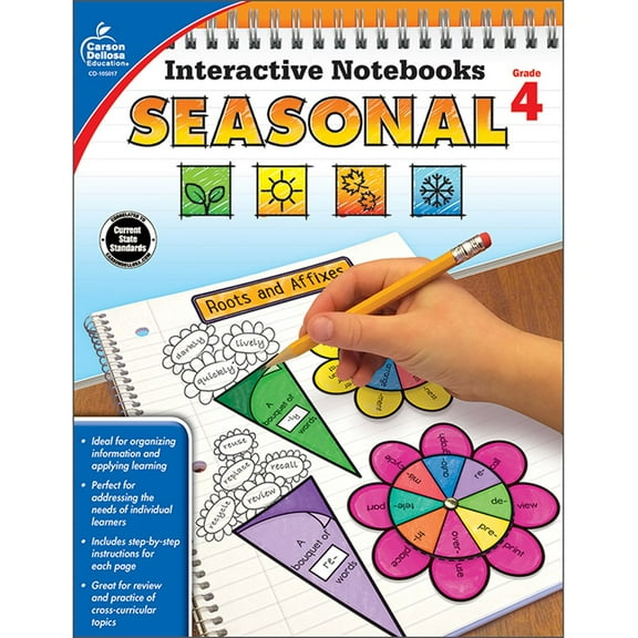 Carson Dellosa CD-105017 Interactive Notebooks Seasonal Resource Book - Grade 4