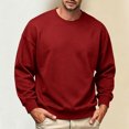 thumbnail image 6 of Leidass Mens Oversized Crewneck Fleece Sweatshirt Long Sleeve Pullover Fall Winter Casual Work Top Wine L, 6 of 7