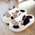 thumbnail image 2 of Cow Slippers for Women and Men, Fluffy Cute Cozy High Platform Animal Slippers Winter Indoor Outdoor Slippers for Women, 2 of 6
