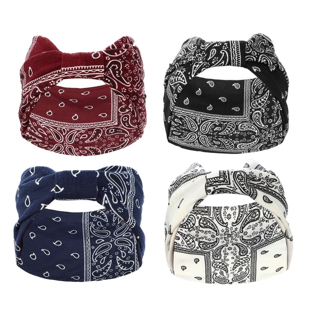 4 bufandas para el pelo Unique Bargains Yoga Envolturas para la cabeza negro blanco azul rojo 5,31 pulgadas