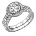 thumbnail image 2 of 1.50ctw Lab Created White Sapphire and Diamonds Ring White Gold 14K Halo Round, 2 of 2