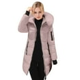 thumbnail image 3 of ZHOUCHANKIDS Women's Slim Fit Mid Length Winter Padded Jacket Down Alternative Insulated Plus Size Coat Pink M, 3 of 7
