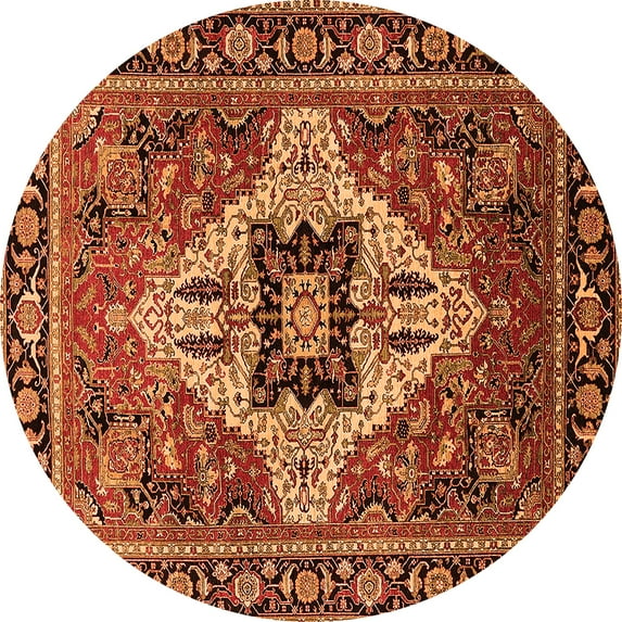 Ahgly Company Indoor Round Oriental Orange Industrial Area Rugs, 3' Round