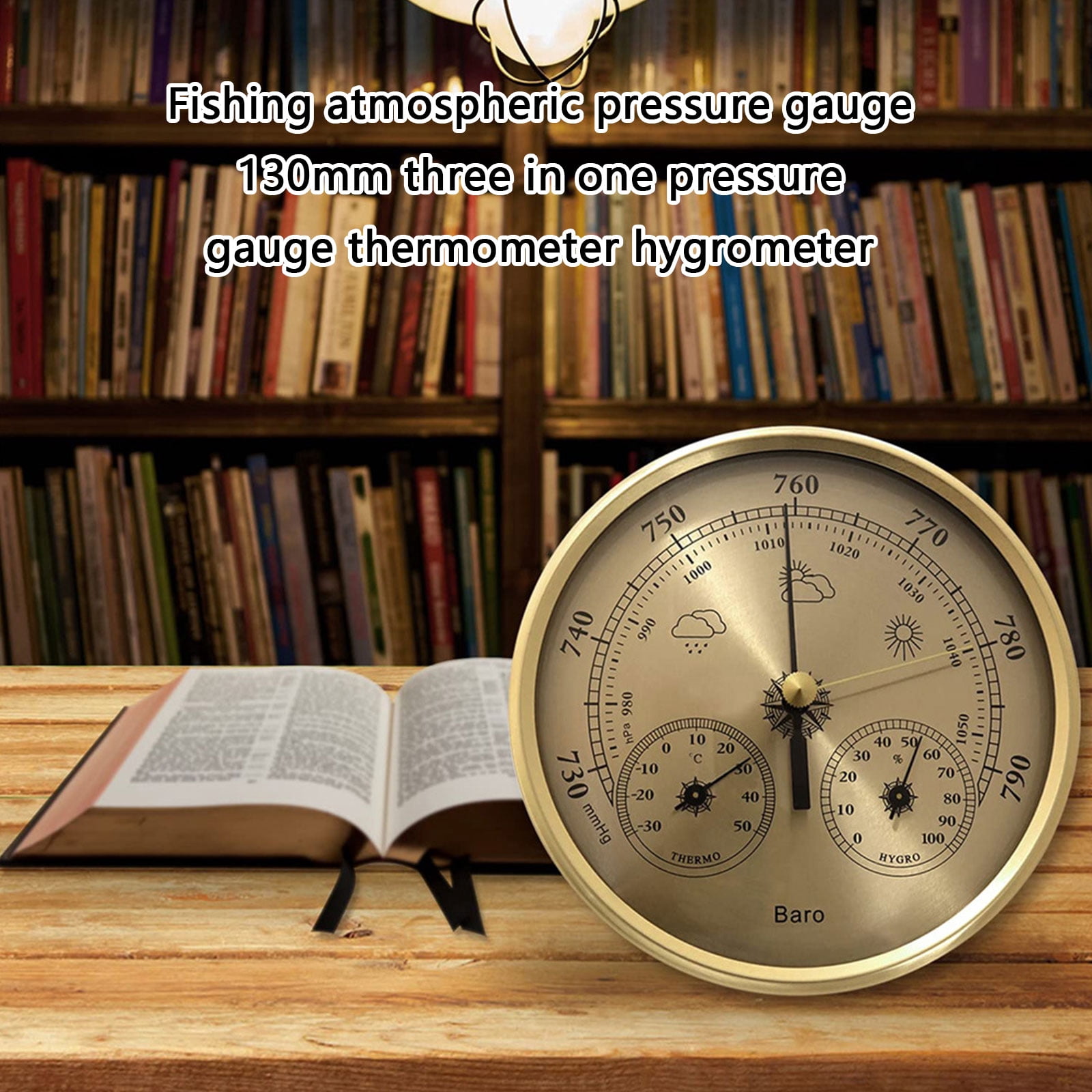 Large Multifunction Weather Instrument for Anglers Stainless Steel Construction Barometers Thermometers Hygrometer