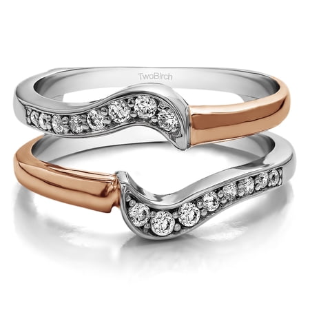 Brilliant Moissanite Mounted in Sterling Silver Small Knott Ring Guard Enhancer (0.24ctw)