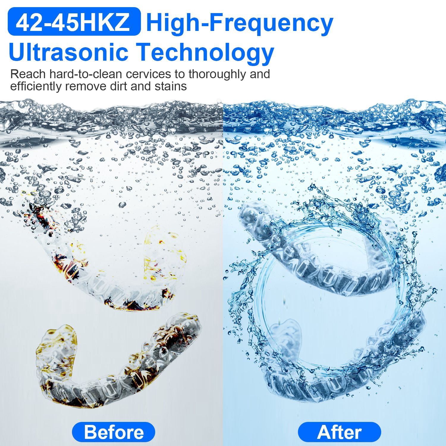 Imountek 45kHz Ultrasonic Cleaner for Dentures, Ultrasonic Retainer Cleaner with UV Lights 3 Modes 230ML Capacity for Denture Mouth Guard Aligner Dental Trays Braces Jewelry