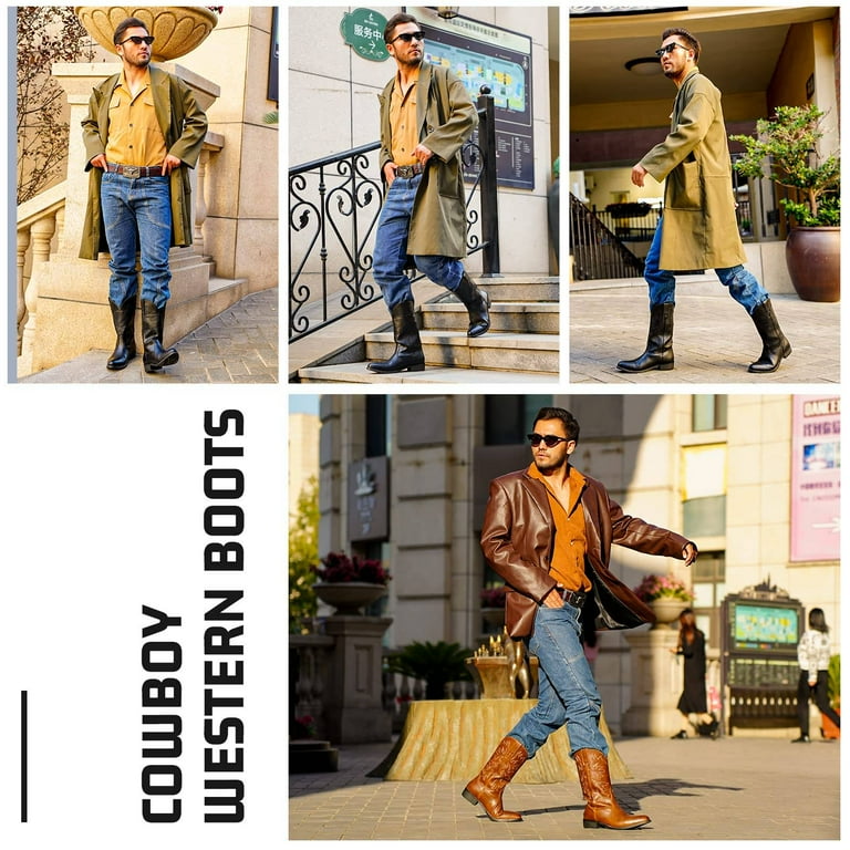 IUV Cowboy Boots For Men Western Boot Durable Classic Embroidered Square Toe Traditional Boots Walmart