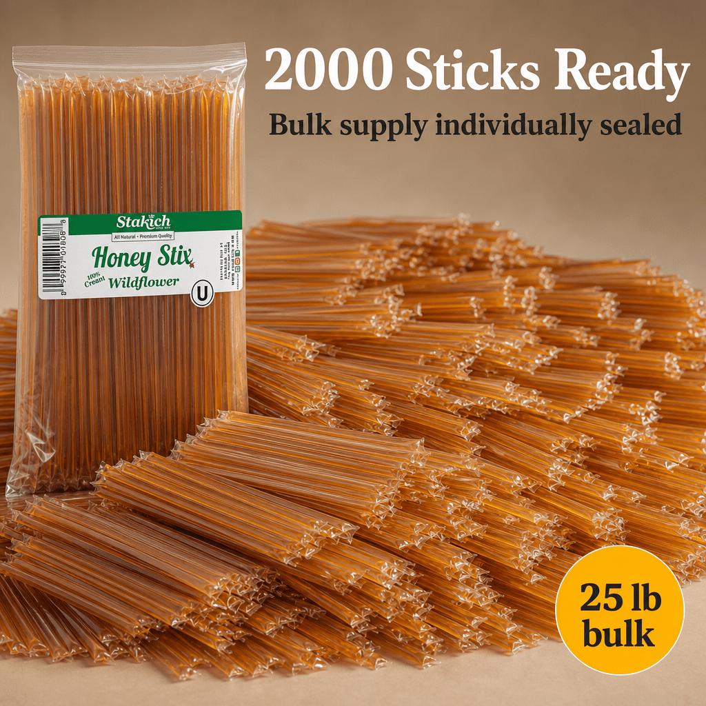 Stakich Wildflower Grade A Honey Stix - Case of 2,000