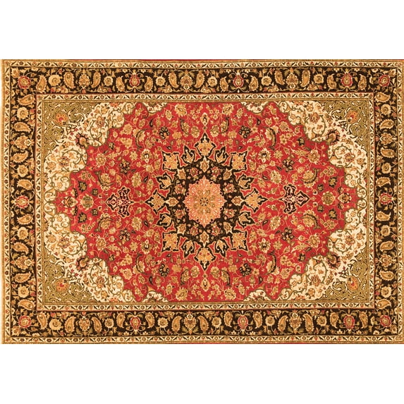 Ahgly Company Indoor Rectangle Medallion Orange Traditional Area Rugs, 5' x 8'