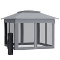 thumbnail image 2 of Outsunny 11' x 11' Pop Up Gazebo Outdoor Canopy Shelter with 2-Tier Soft Top, and Removable Zipper Netting, Event Tent with Large Shade, Light Gray, 2 of 9
