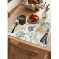 thumbnail image 3 of Flowers Placemats Set of 4, Yellow Gray Ink Floral Nature Cotton Linen Table Mats Non-Slip Washable Print Placemat for Holiday Banquet Dining Kitchen Table Decor, 3 of 6